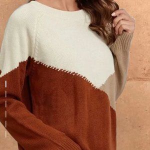 Women's Casual Long Sleeve Panel Crew Neck Top